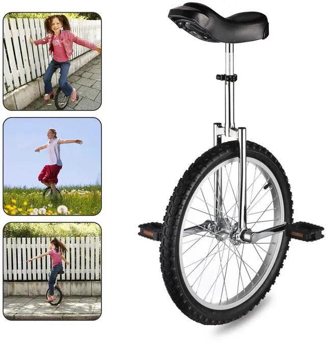 Alt view image 7 of 7 - Yescom 20 In Wheel Outdoor Unicycle Leakproof Butyl Tire Circus Bike Balance Training for Adults Teenagers Kids, Silver