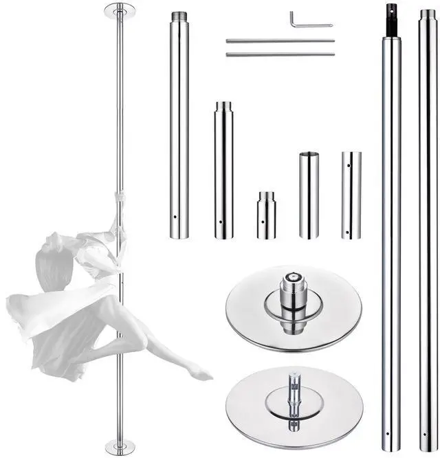 Main image of Yescom 11FT Professional Stripper Pole Static Spinning Dancing Pole Kit with Extensions for Home Gym Fitness ,Silver