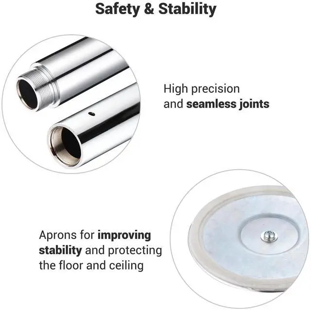 Alt view image 3 of 7 - Yescom 11FT Professional Stripper Pole Static Spinning Dancing Pole Kit with Extensions for Home Gym Fitness ,Silver