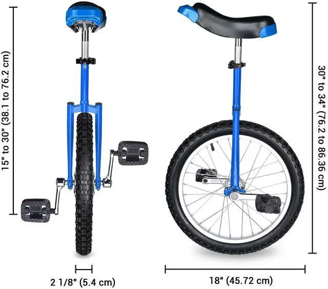 Alt view image 5 of 7 - Yescom 18 In Wheel Outdoor Unicycle Skid-proof Tire Fitness Bicycle Balance Training for Adults Teenagers Kids, Blue