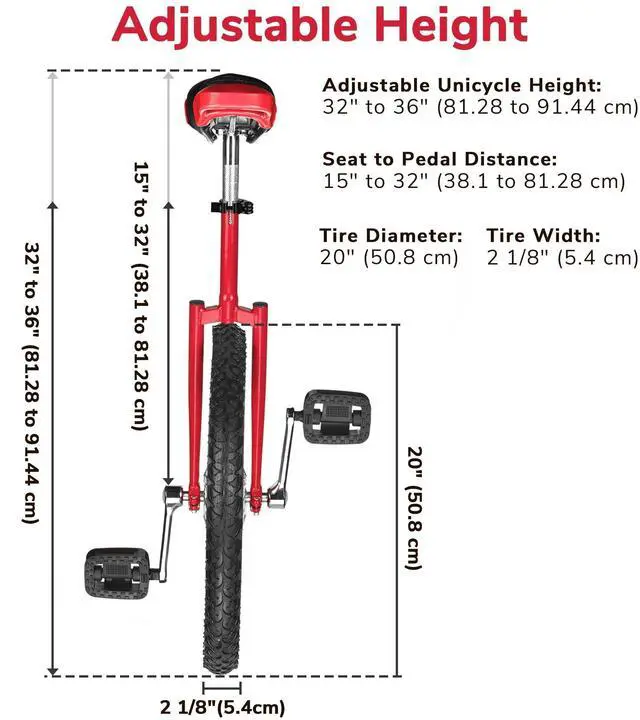 Alt view image 3 of 7 - Yescom 20 In Wheel Outdoor Unicycle Leakproof Butyl Tire Circus Bike Balance Training for Adults Teenagers Kids, Red