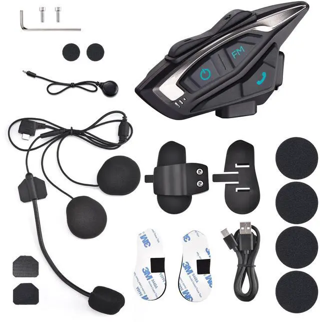 Main image of AHR Motorcycle Bluetooth Headset with Music Sharing Helmet Bluetooth 5.1 Intercom Support 2 Riders with Noise Cancellation for Snowmobile Dirt Bik ATV Helmet