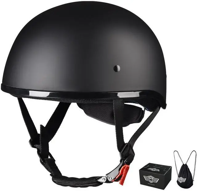 Main image of AHR Half Face German Style Motorcycle Helmet DOT Chopper Cruiser Scooter