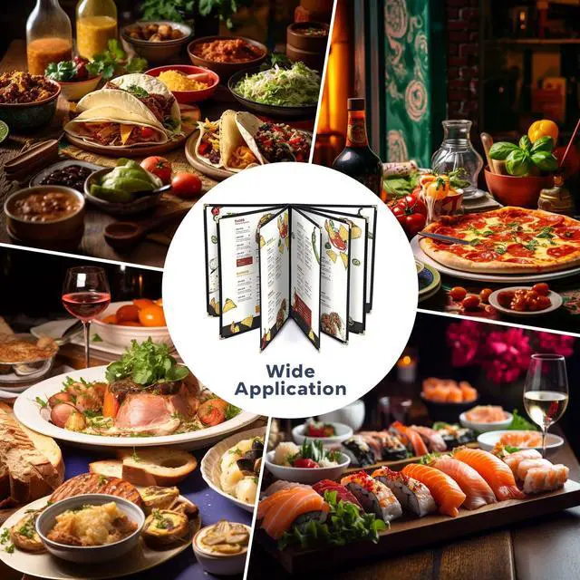 Alt view image 4 of 7 - WeChef 20 Pack Restaurant Menu Covers 8.5 x 14 Book Style 7 Pages 14 Views Black