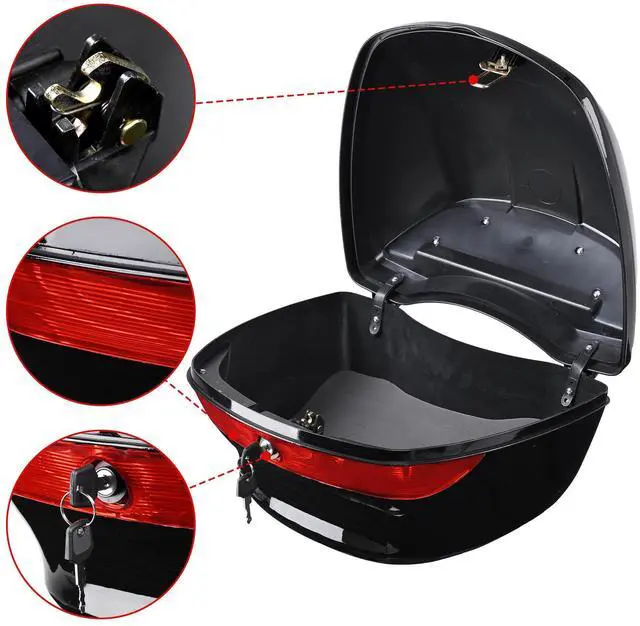 Alt view image 3 of 7 - AHR 33L Universal Motorcycle Tour Tail Box Scooter Trunk Storage w/ Lock Case