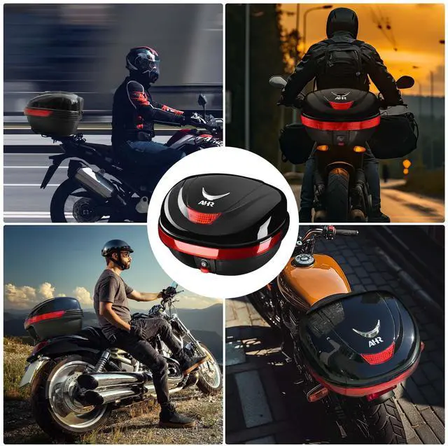 Alt view image 7 of 7 - AHR 35L Motorcycle Tour Tail Box Scooter Trunk Storage Lock Carrier Case for Helmet