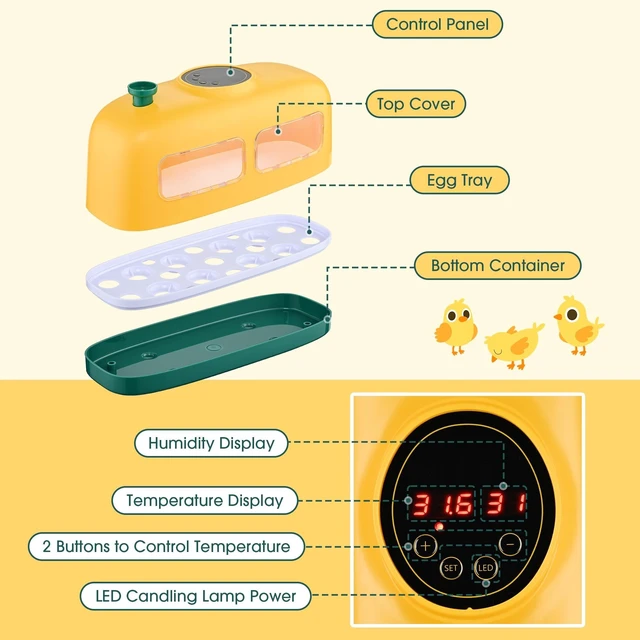 Alt view image 3 of 7 - Yescom 8 Egg Incubator Digital Poultry Hatcher Temperature Control Chicken Quail LED