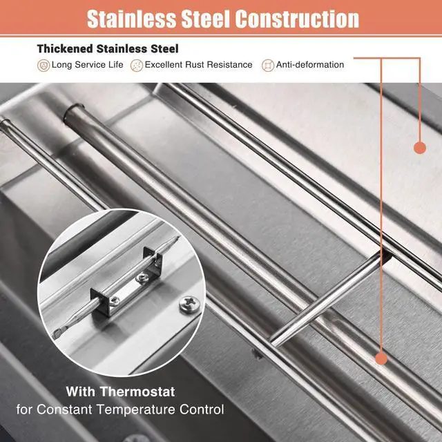 Alt view image 3 of 7 - WeChef Commercial Food Warmer 24" 900W Electric Strip Heater Portable Stainless Steel Fry Heating Lamp for Fry Dishes