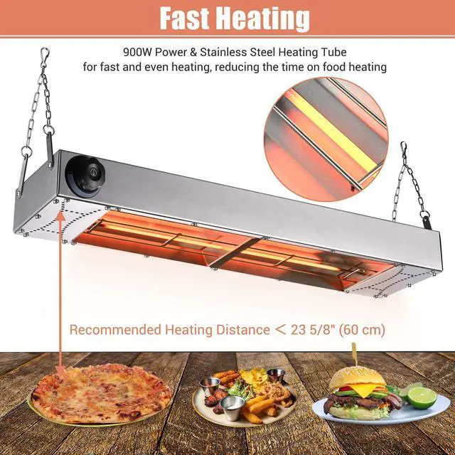 Alt view image 5 of 7 - WeChef Commercial Food Warmer 24" 900W Electric Strip Heater Portable Stainless Steel Fry Heating Lamp for Fry Dishes