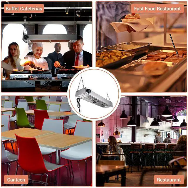 Alt view image 6 of 7 - WeChef Commercial Food Warmer 24" 900W Electric Strip Heater Portable Stainless Steel Fry Heating Lamp for Fry Dishes