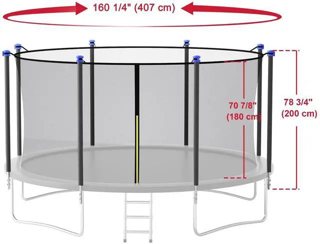 Alt view image 4 of 7 - Yescom 15FT Trampoline Enclosure Net & Pole Replacement for 8 Straight Poles Trampoline