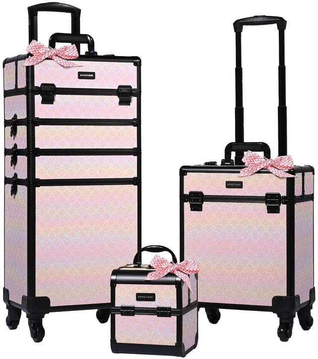 Main image of Byootique 3-Piece Makeup Train Cases Cosmetic Organizer Kit Blush ForgetMeNo