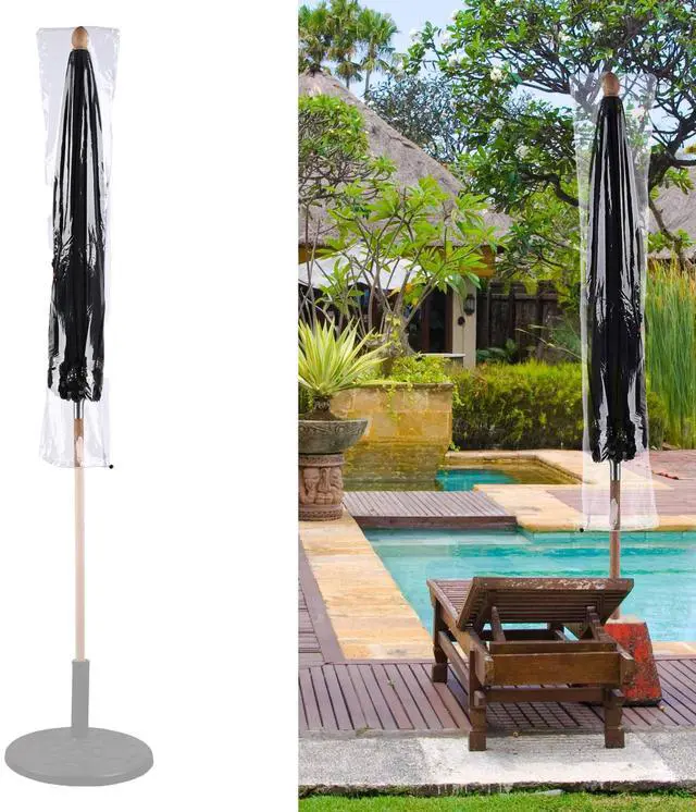 Main image of LAGarden Waterproof Patio Umbrella Cover with Zip Drawstring Clear PVC for 6Ft to 9Ft Outdoor Parasol for Resort Event Rental Restaurant Yard