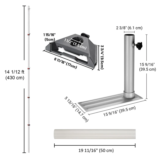 Alt view image 6 of 7 - Yescom Starlink Mini RV Pole Mount Kit with 14ft Telescopic Aluminum Pole, Tire Base & Pipe Adapter for RV Trips, Tailgating