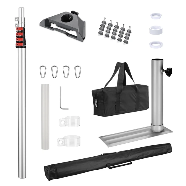 Alt view image 7 of 7 - Yescom Starlink Mini RV Pole Mount Kit with 14ft Telescopic Aluminum Pole, Tire Base & Pipe Adapter for RV Trips, Tailgating