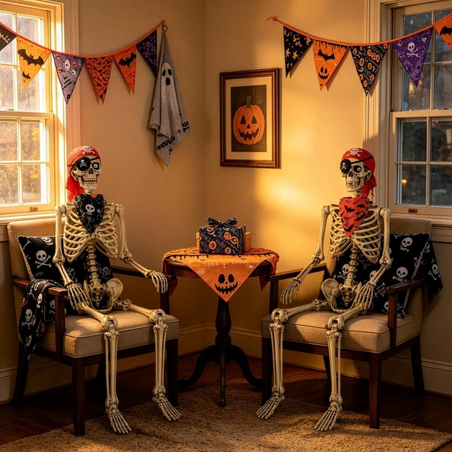 Main image of Yescom 2Pcs Pirate Life Size Skeleton Poseable 5.4Ft with Fall Dog Bandana for Halloween Decorations 2025