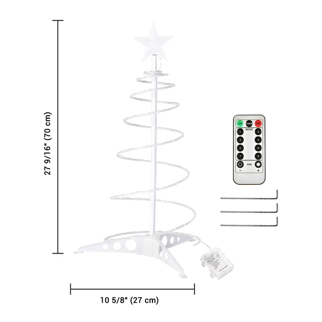 Alt view image 5 of 7 - Yescom 27.5-in Battery Operated Pre-Lit Munchkin Spiral Christmas Tree Lights Indoor Outdoor Decor Warm White LED with Star Topper and Remote