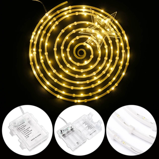 Alt view image 4 of 7 - Yescom 27.5-in Battery Operated Pre-Lit Munchkin Spiral Christmas Tree Lights Indoor Outdoor Decor Warm White LED with Star Topper and Remote