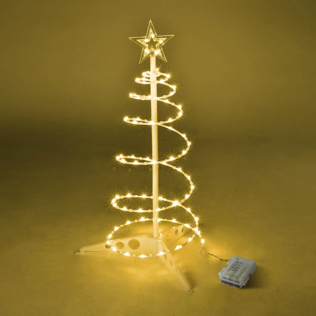 Alt view image 3 of 7 - Yescom 3-Pack 27.5-in Battery Operated Pre-Lit Munchkin Spiral Christmas Tree Lights Indoor Outdoor Decor Warm White LED with Star Topper and Remote