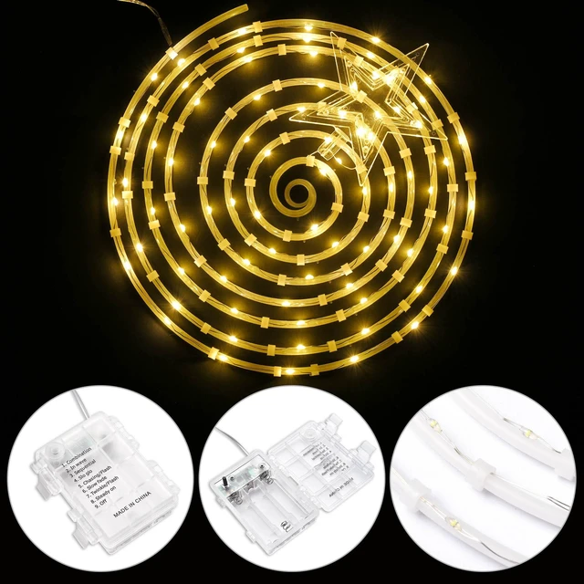 Alt view image 4 of 7 - Yescom 3-Pack 27.5-in Battery Operated Pre-Lit Munchkin Spiral Christmas Tree Lights Indoor Outdoor Decor Warm White LED with Star Topper and Remote