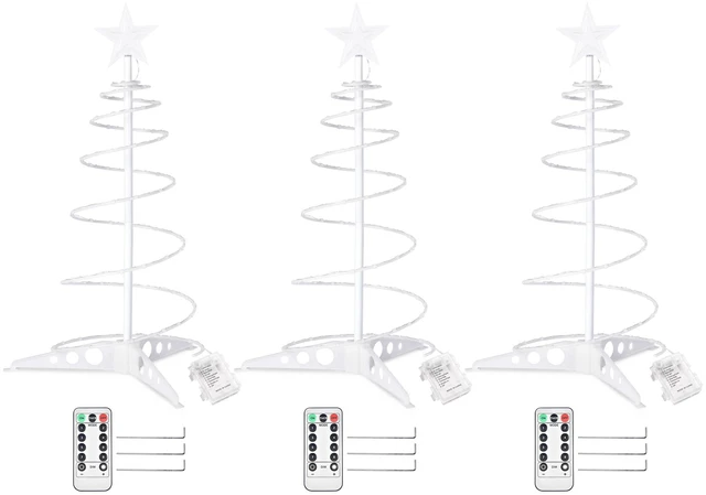 Alt view image 2 of 7 - Yescom 3-Pack 27.5-in Battery Operated Pre-Lit Munchkin Spiral Christmas Tree Lights Indoor Outdoor Decor Warm White LED with Star Topper and Remote
