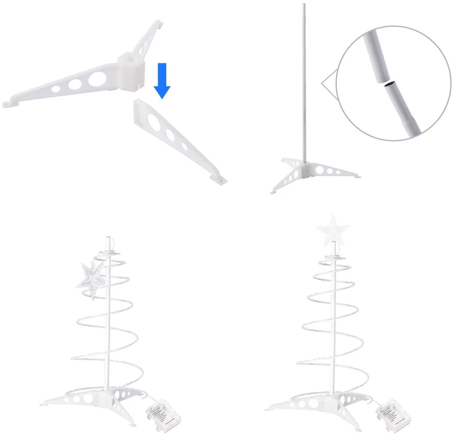 Alt view image 6 of 7 - Yescom 3-Pack 27.5-in Battery Operated Pre-Lit Munchkin Spiral Christmas Tree Lights Indoor Outdoor Decor Warm White LED with Star Topper and Remote