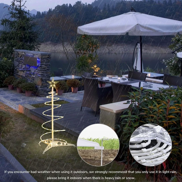 Alt view image 7 of 7 - Yescom 3-Pack 27.5-in Battery Operated Pre-Lit Munchkin Spiral Christmas Tree Lights Indoor Outdoor Decor Warm White LED with Star Topper and Remote