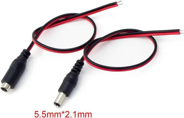 Alt view image 2 of 6 - 10 pack or pairs of DC Power Cable 12V 5A Plugs Male Female Connectors for CCTV Security Camera Pigtail Power Adapter Connectors (5.5mm x 2.1mm)