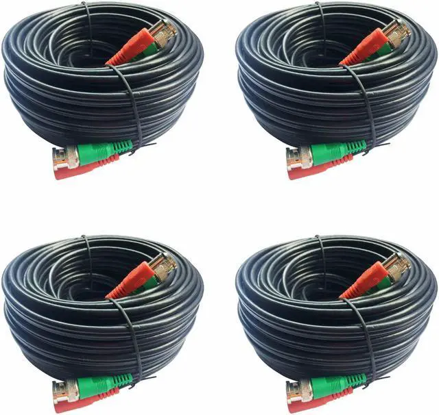Main image of 4 pack of 100 Feet (total 400 Feet) HD 4K Premade CCTV Security Camera Cable RG59 BNC Power Video Black NEW