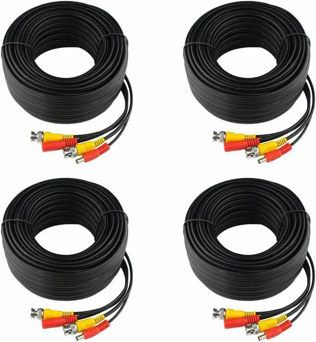 Main image of 4 pack of 100 feet (total 400 Feet) for Security Camera System CCTV Video Power Cable BNC RCA Cord Wire