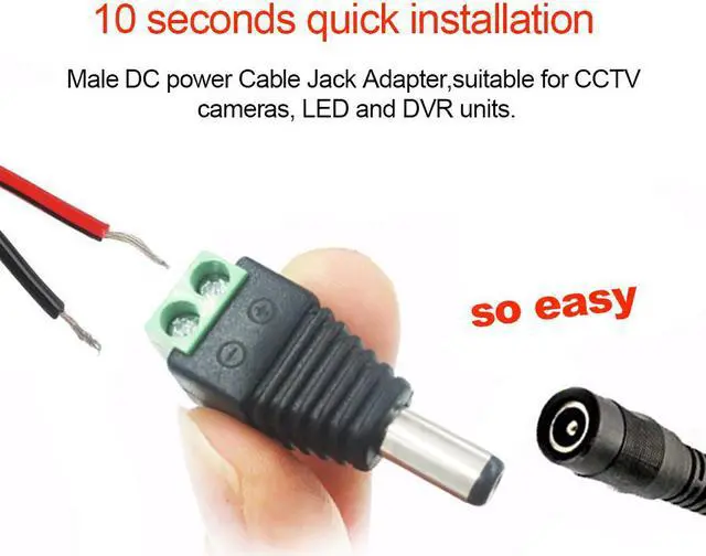 Alt view image 4 of 5 - 10 Pairs (10 x Male + 10 x Female)  of 12V DC Power Connector 5.5mm x 2.1mm, CENTROPOWER Power Jack Adapter for Led Strip CCTV Security Camera Cable Wire Ends Plug Barrel Adapter