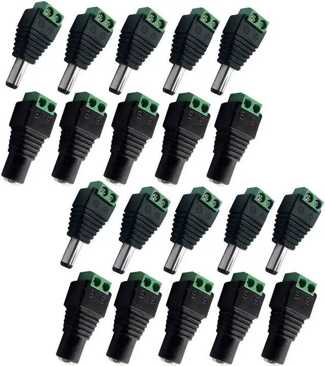 Alt view image 5 of 5 - 10 Pairs (10 x Male + 10 x Female)  of 12V DC Power Connector 5.5mm x 2.1mm, CENTROPOWER Power Jack Adapter for Led Strip CCTV Security Camera Cable Wire Ends Plug Barrel Adapter