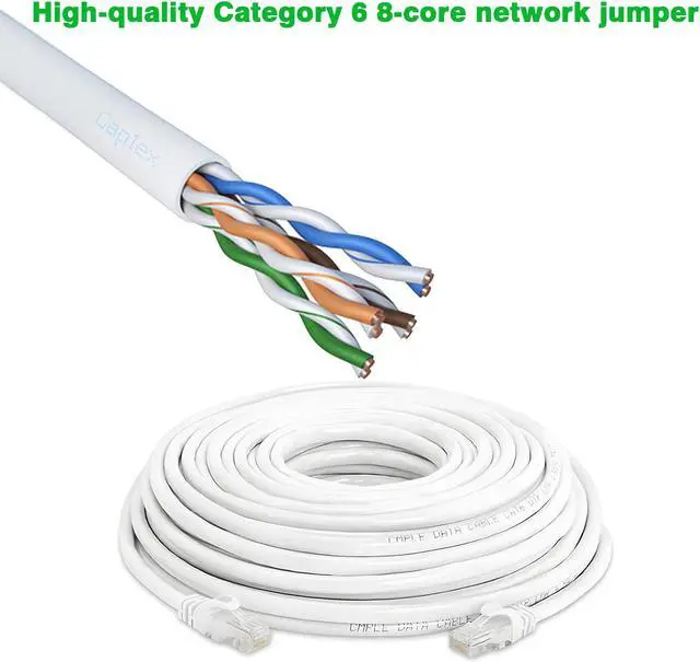 Alt view image 6 of 7 - UltraPoE Cat6 Ethernet Cable 60ft 1 Pack Network Cable RJ45 cat 6 ethernet Cable Cord White 400MHZ Gigabit Network UTP LAN Cable 100 ft.