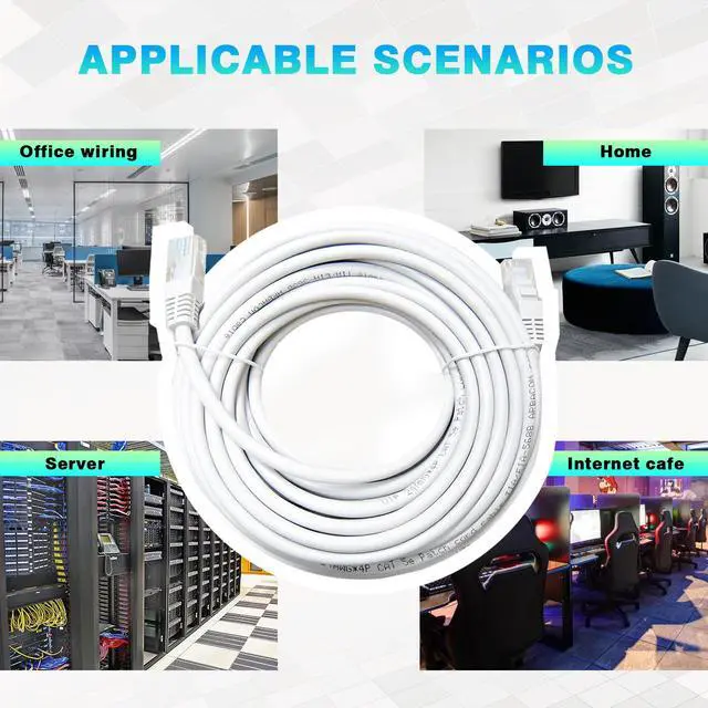 Alt view image 7 of 7 - UltraPoE Cat6 Ethernet Cable 60ft 1 Pack Network Cable RJ45 cat 6 ethernet Cable Cord White 400MHZ Gigabit Network UTP LAN Cable 100 ft.