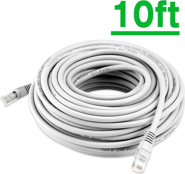 Alt view image 2 of 7 - UltraPoE Cat6 Ethernet Cable 10ft 5-Pack Network Cable RJ45 cat 6 ethernet Cable Cord White 400MHZ Gigabit Network UTP LAN Cable 10 ft.