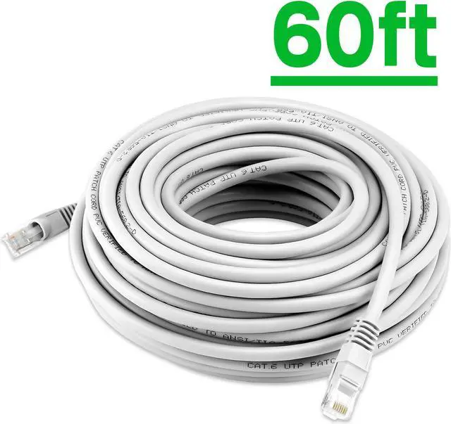 Alt view image 2 of 7 - UltraPoE Cat6 Ethernet Cable 60ft 10 Packs Network Cable RJ45 cat 6 ethernet Cable Cord White 400MHZ Gigabit Network UTP LAN Cable 60 ft.