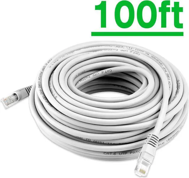 Alt view image 2 of 7 - UltraPoE Cat6 Ethernet Cable 60ft 1 Pack Network Cable RJ45 cat 6 ethernet Cable Cord White 400MHZ Gigabit Network UTP LAN Cable 100 ft.