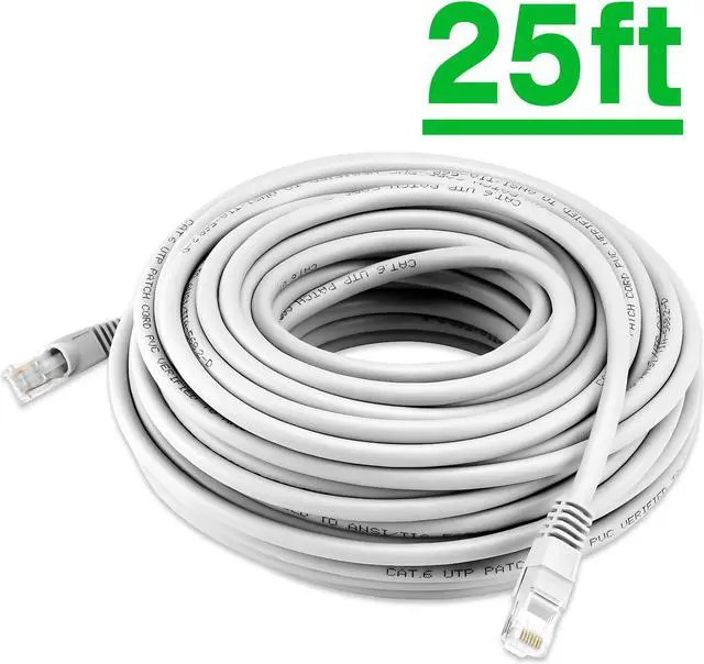 Alt view image 2 of 7 - UltraPoE Cat6 Ethernet Cable 25ft 1 Pack Network Cable RJ45 cat 6 ethernet Cable Cord White 400MHZ Gigabit Network UTP LAN Cable 25 ft.