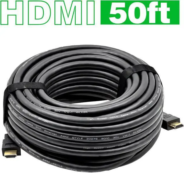 Alt view image 2 of 7 - 4K HDMI Cable 2.0 50FT 2 Pack HDMI Cord 3D High Speed For BLURAY DVD PS3 HDTV XBOX LCD TV LAPTOP PC Multipack Lot Black 2 packs 50 ft.