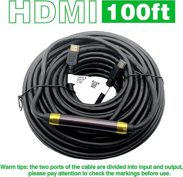 Main image of 4K HDMI Cable 2.0 100FT 1 Pack HDMI Cord 3D High Speed For BLURAY DVD PS3 HDTV XBOX LCD TV LAPTOP PC Multipack Lot Black 1 Pack 100 ft.