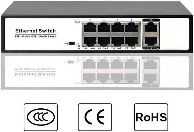 Main image of 10 Ports POE Switch 100M 8+2 POE Monitoring Switch Dedicated for Security Monitoring