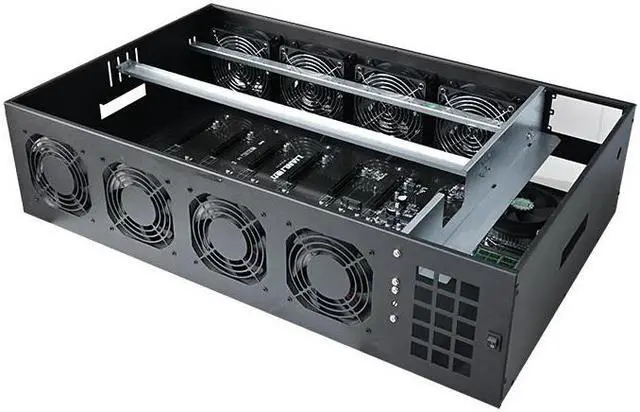 Alt view image 2 of 7 - Folding Miner Case System, B75 Barebones 8 Cards Fan without Power Supply (4G Memory + CPU + Motherboard + Fan)