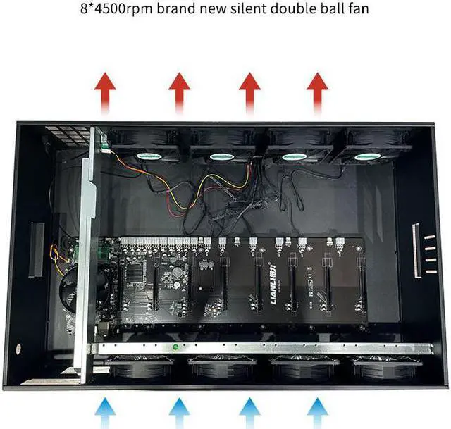 Alt view image 4 of 7 - Folding Miner Case System, B75 Barebones 8 Cards Fan without Power Supply (4G Memory + CPU + Motherboard + Fan)