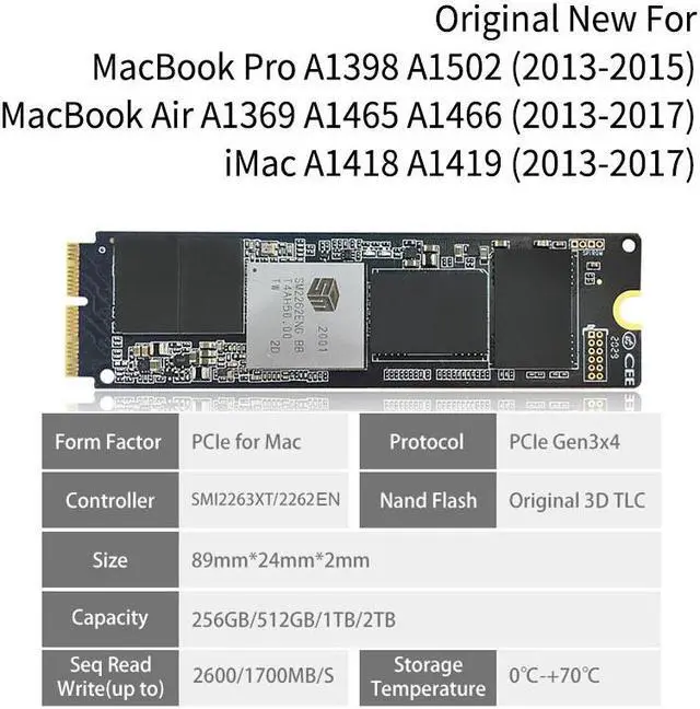 Alt view image 2 of 7 - OSCOO ON900A 512GB NVMe SSD for MacBook Solid State Drive MacBook Air Pro Mac Mini Pro iMac (512GB)