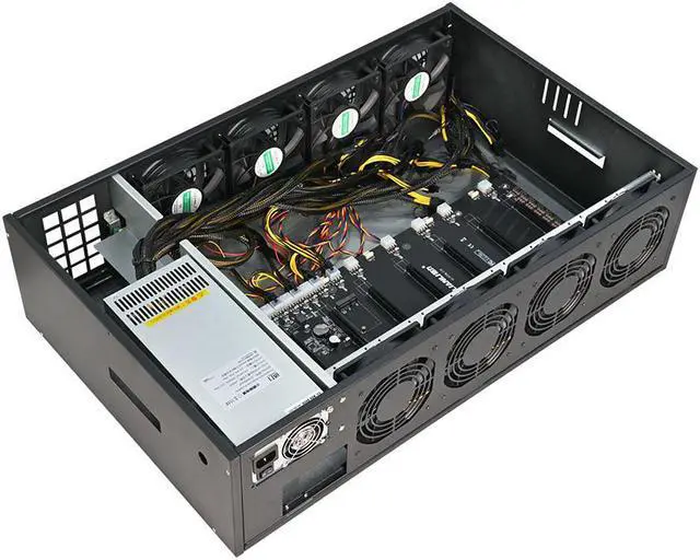 Alt view image 3 of 7 - Folding Miner Case System, B75 Barebones 8 Cards Fan without Power Supply (4G Memory + CPU + Motherboard + Fan)