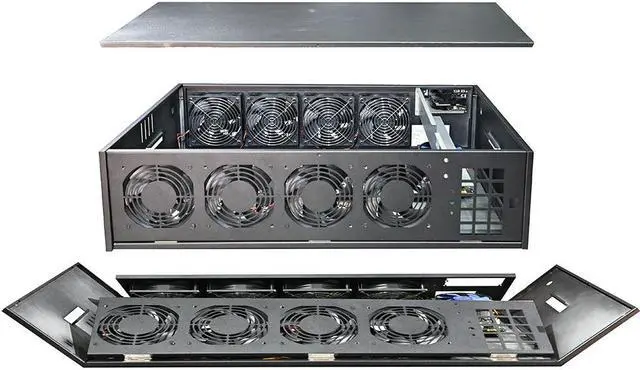 Main image of Folding Miner Case System, B75 Barebones 8 Cards Fan without Power Supply (4G Memory + CPU + Motherboard + Fan)
