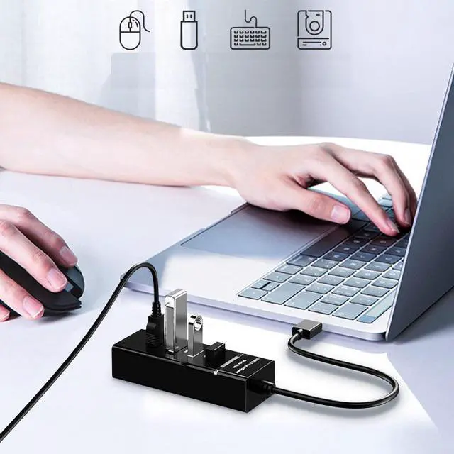 Alt view image 2 of 7 - USB 3.0 Hub, 4 Ports Super Speed USB 3 Hub Splitter, 1 USB Charging Port Portable Hub, Network USB Hubs Plug and Play