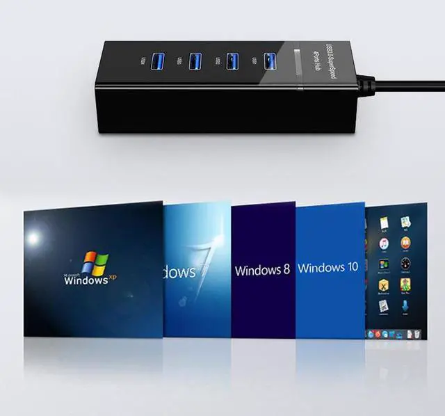 Alt view image 5 of 6 - USB 3.0 Hub, 4 Ports Super Speed USB 3 Hub Splitter, 1 USB Charging Port Portable Hub, Network USB Hubs Plug and Play, White