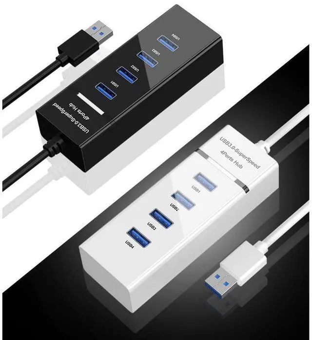 Alt view image 3 of 6 - USB 3.0 Hub, 4 Ports Super Speed USB 3 Hub Splitter, 1 USB Charging Port Portable Hub, Network USB Hubs Plug and Play, White