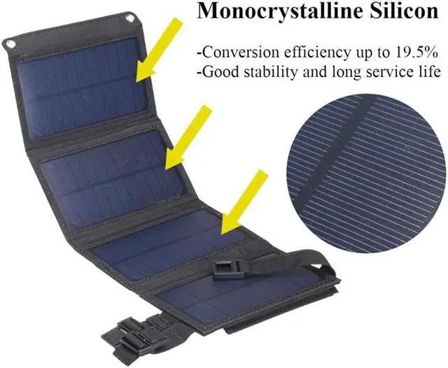 Alt view image 4 of 7 - Solar Panel 20W Portable Solar Panel Outdoor Mobile Power Bank